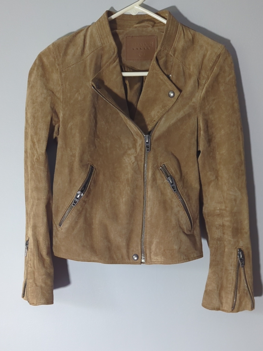 Blank NYC Suede Moto Jacket in Tan Brown
